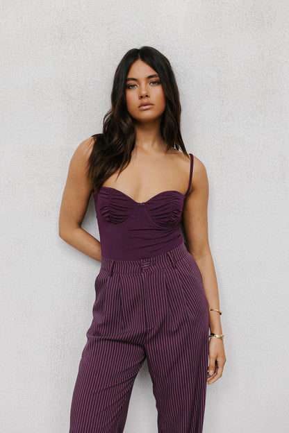 Cerlah Tailored Pants - Plum Pinstripe