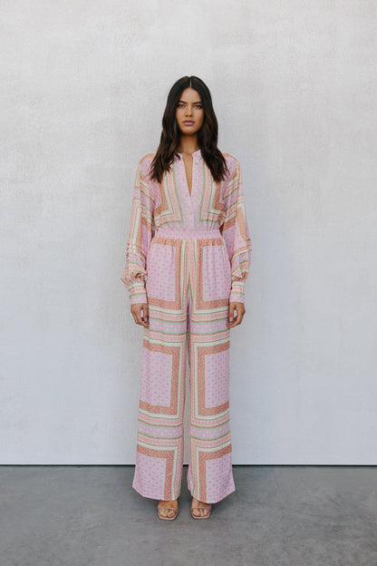 Quest Pants - Pink Tile Print