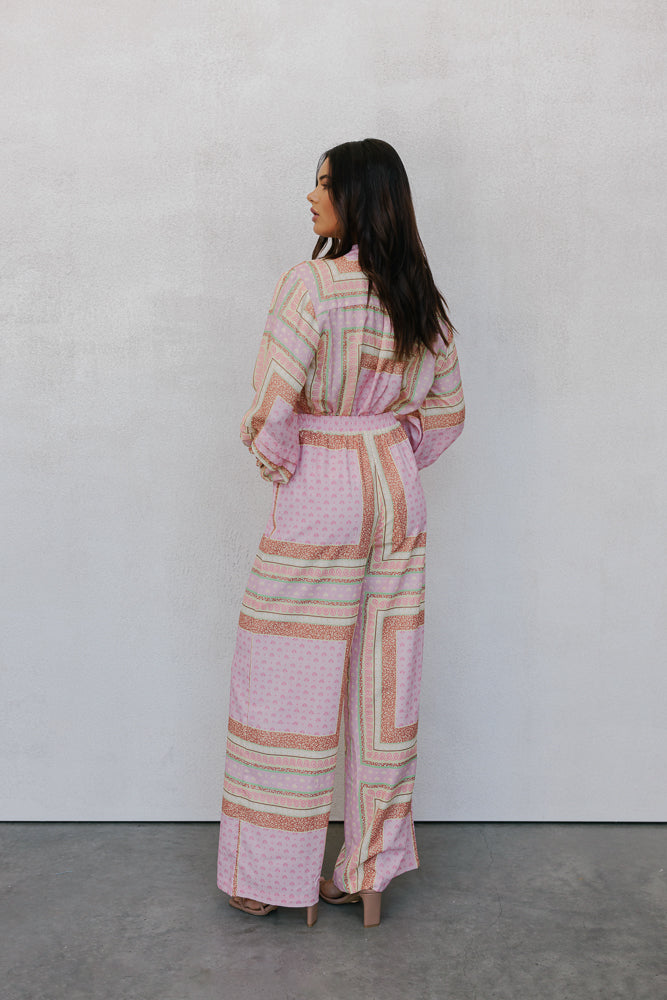 Chicago Billowed Shirt - Pink Tile Print