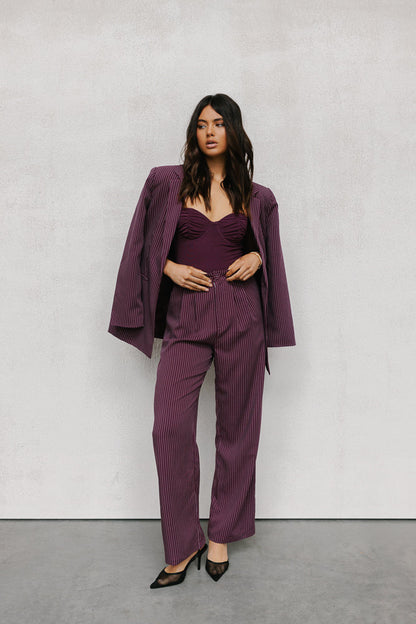 Quade Tailored Blazer - Plum Pinstripe