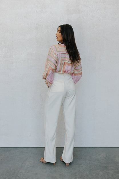 Chicago Billowed Shirt - Pink Tile Print