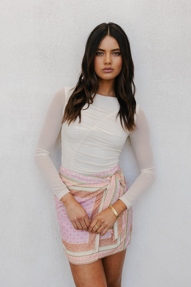 Vigo Mini Skirt - Pink Tile Print