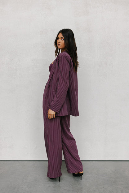 Cerlah Tailored Pants - Plum Pinstripe