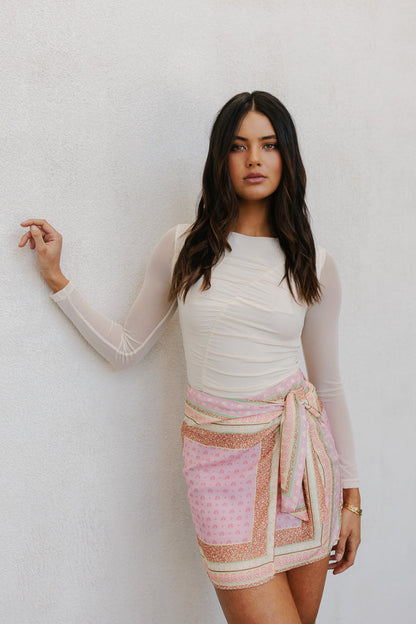 Vigo Mini Skirt - Pink Tile Print