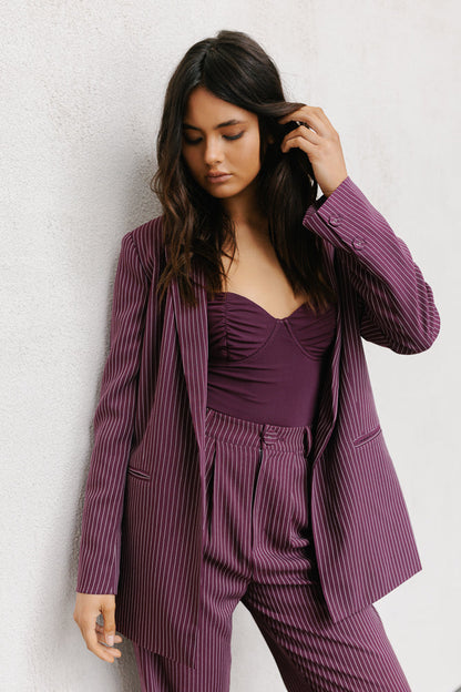 Cerlah Tailored Pants - Plum Pinstripe