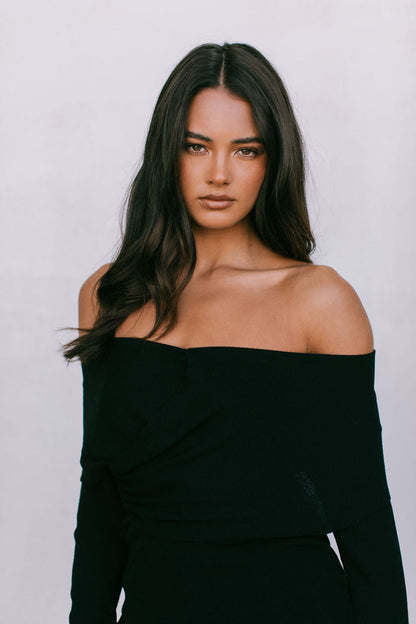 Nima Knit Long-sleeve Top - Black