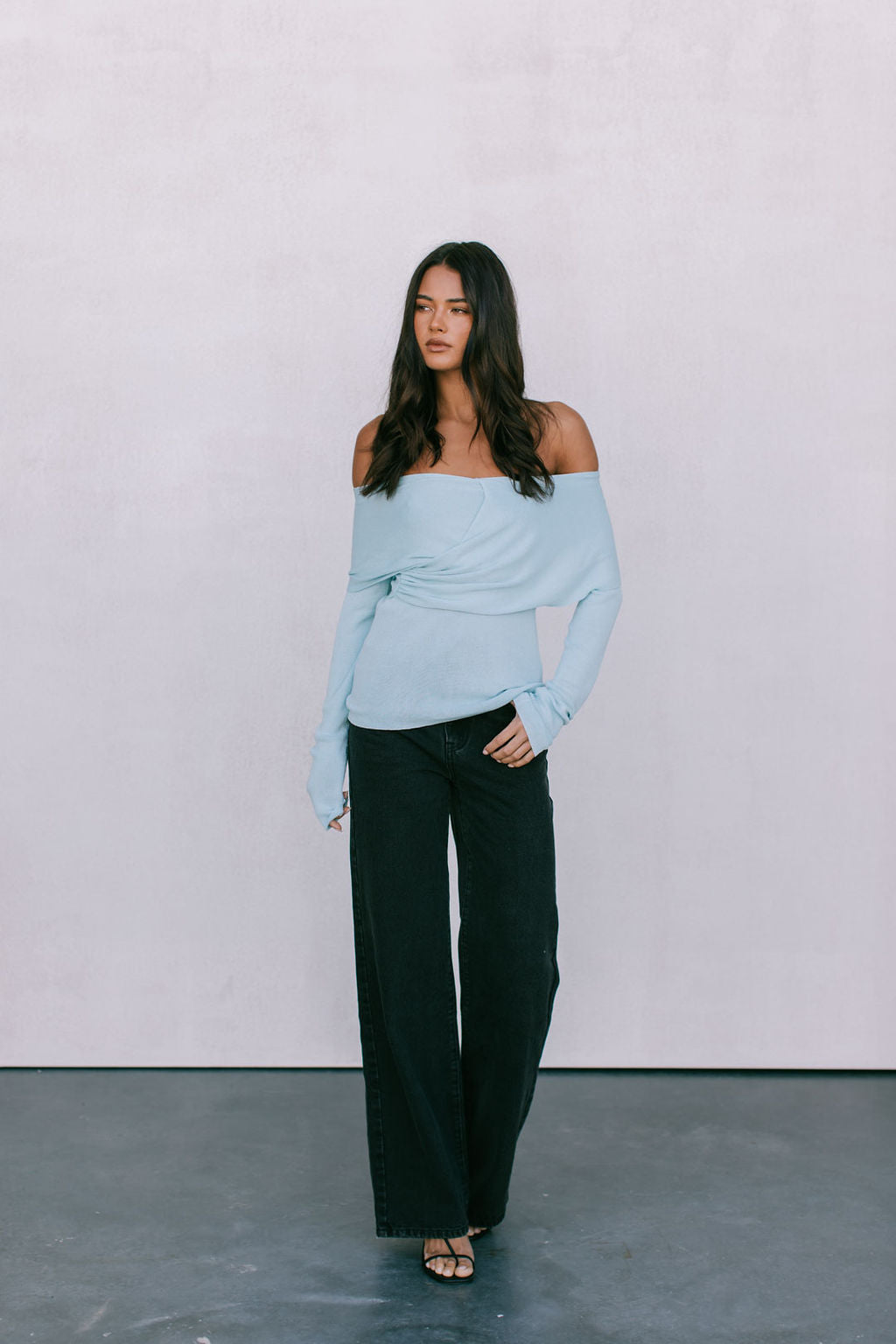 Nima Knit Long-sleeve Top - Baby Blue