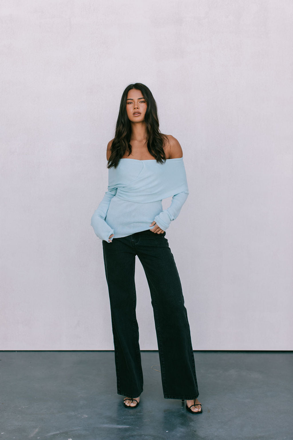 Nima Knit Long-sleeve Top - Baby Blue