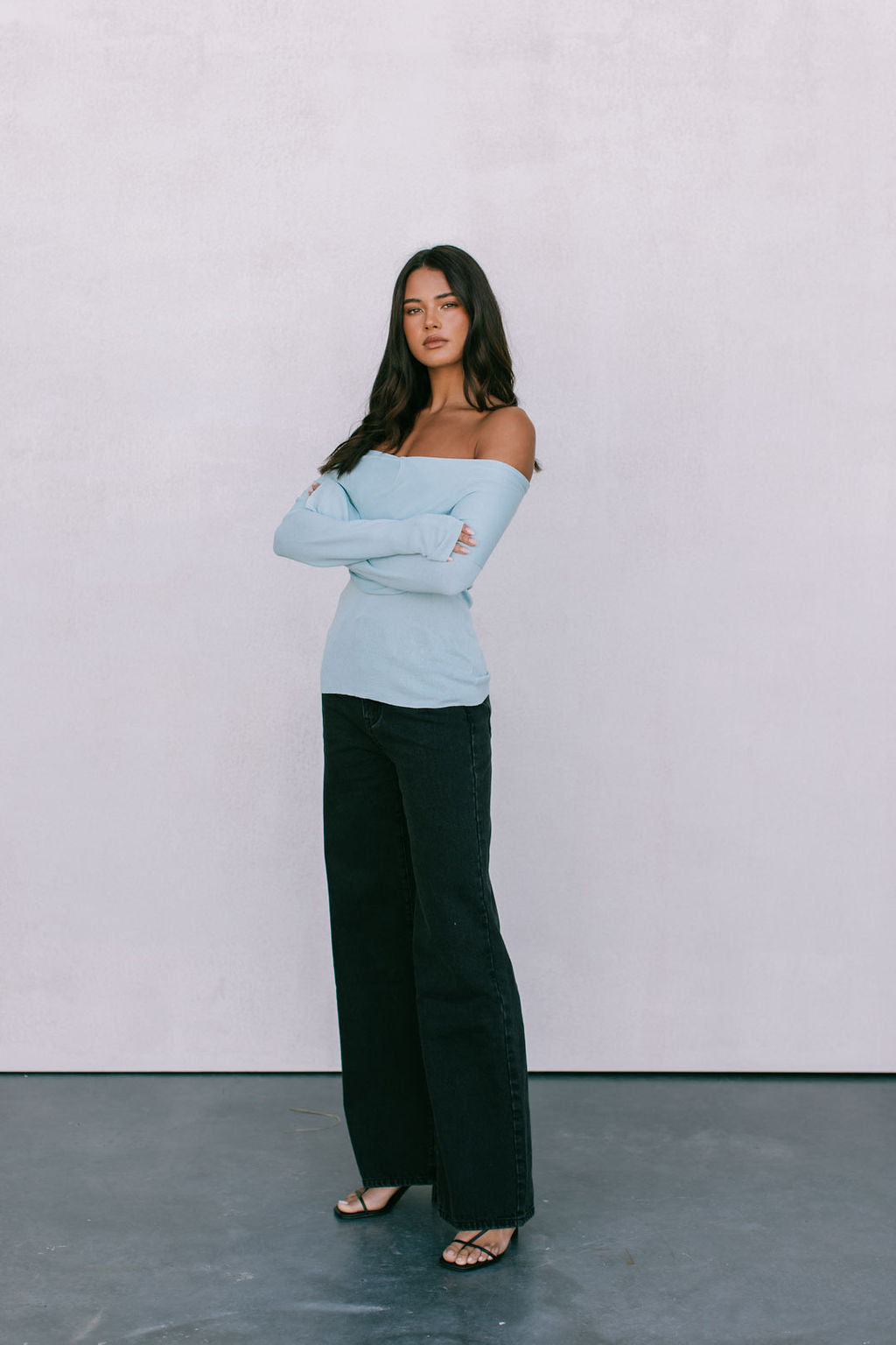 Nima Knit Long-sleeve Top - Baby Blue