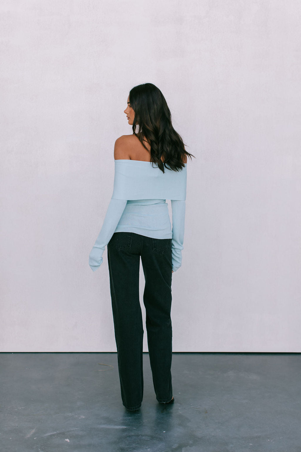 Nima Knit Long-sleeve Top - Baby Blue