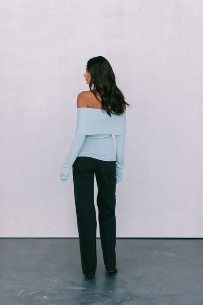 Nima Knit Long-sleeve Top - Baby Blue