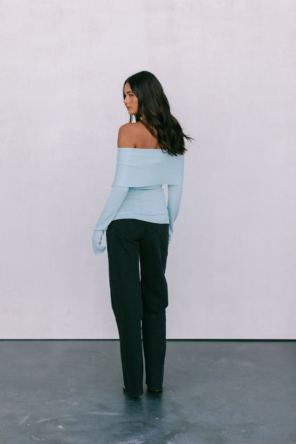 Nima Knit Long-sleeve Top - Baby Blue
