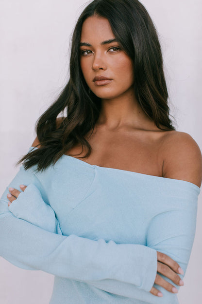 Nima Knit Long-sleeve Top - Baby Blue