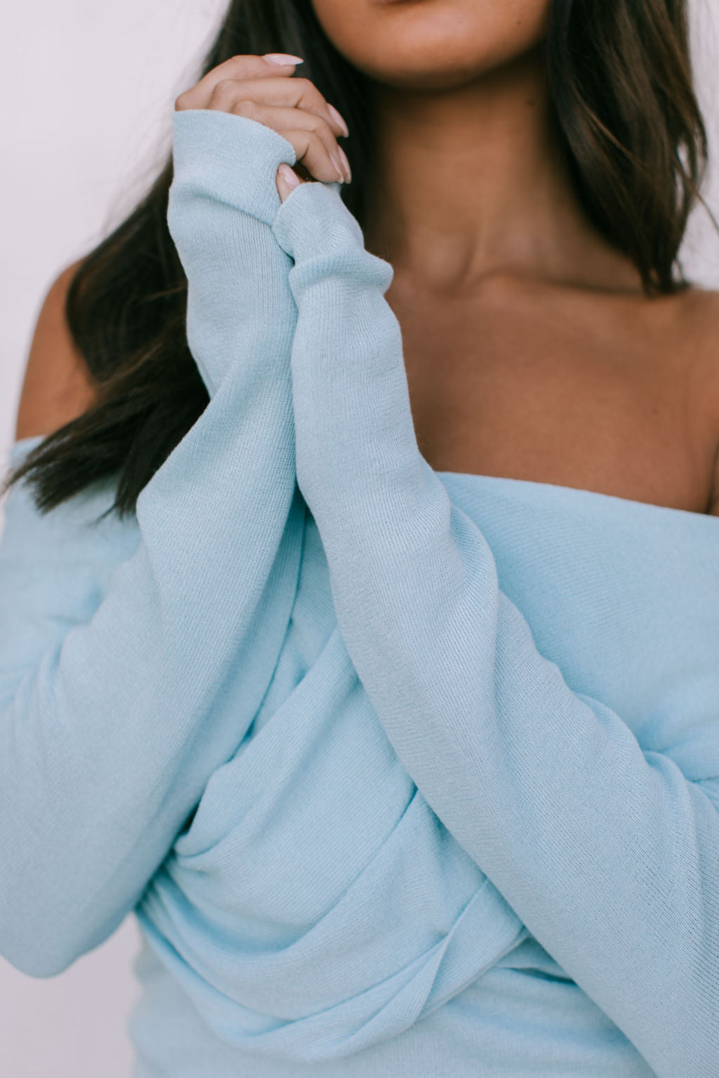 Nima Knit Long-sleeve Top - Baby Blue