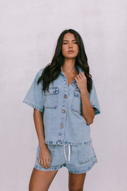 Brittanie Set - Light Wash Denim