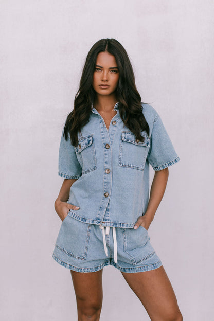 Brittanie Set - Light Wash Denim