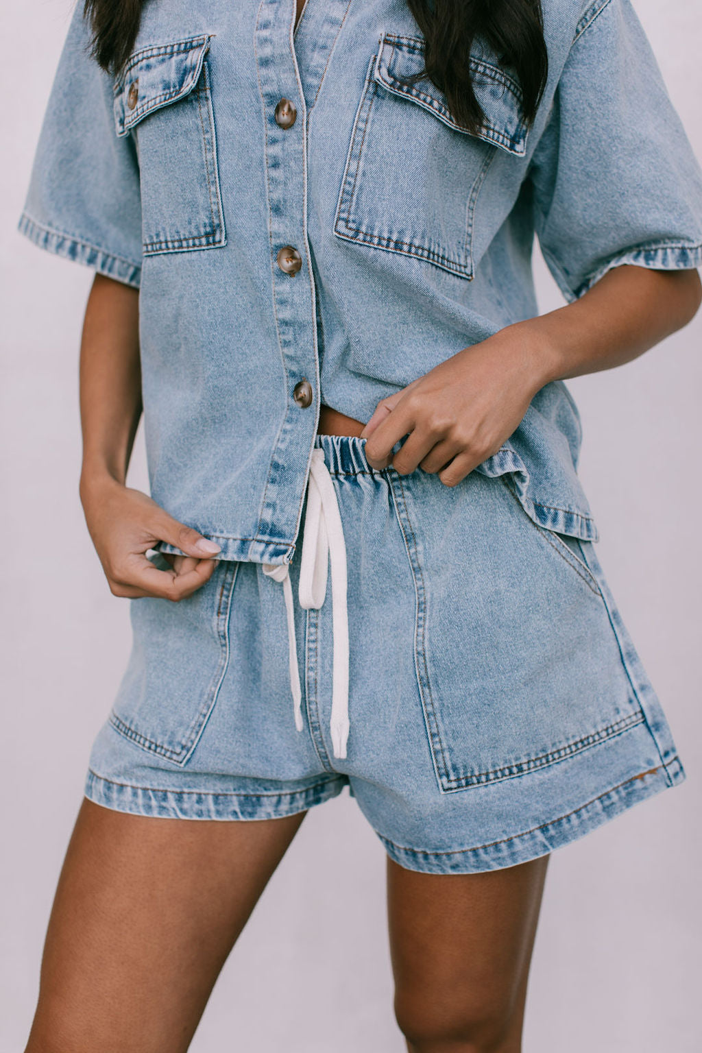 Brittanie Set - Light Wash Denim