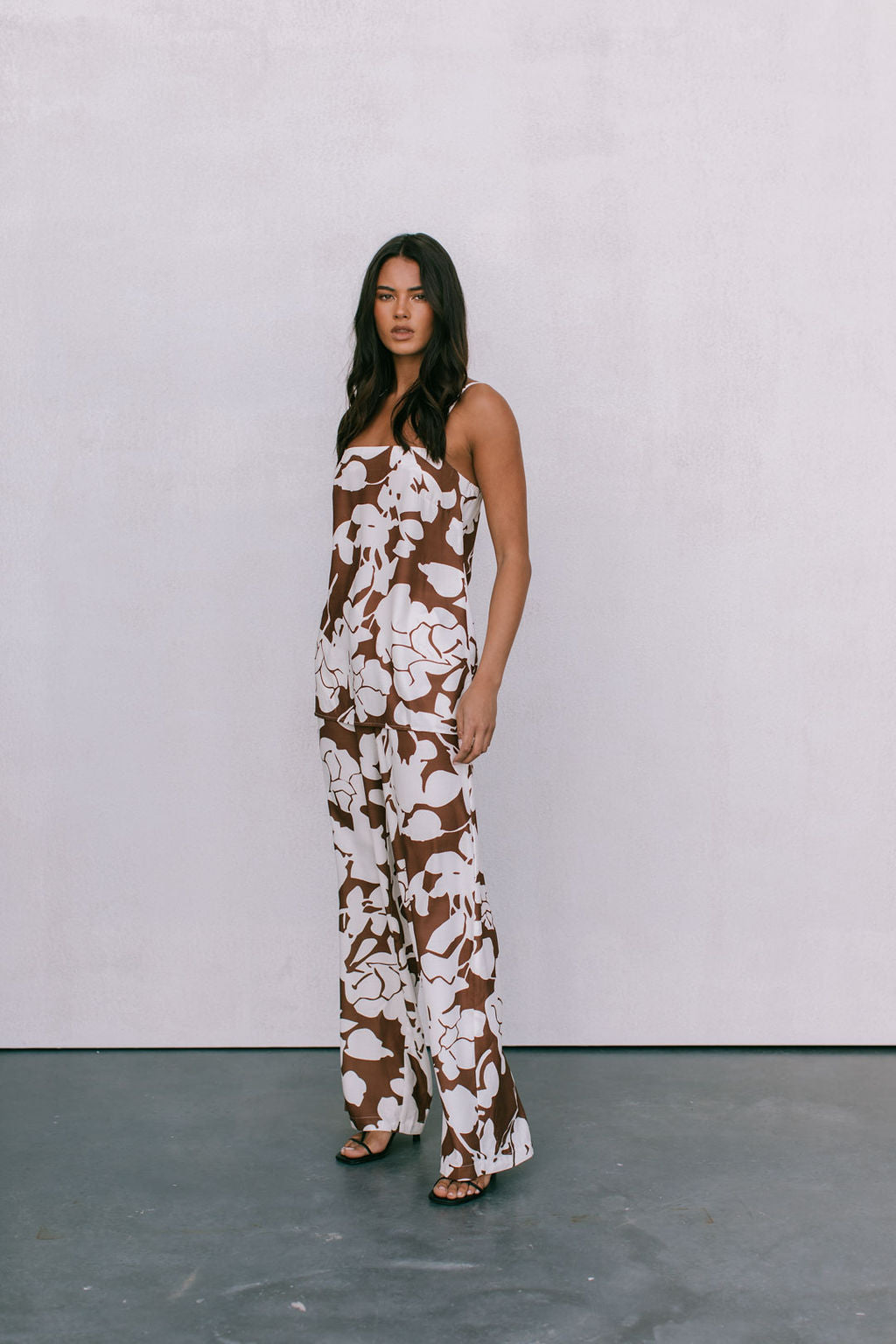 Matera Pants - Chocolate Brown/Cream Floral Print