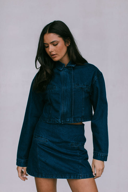 Harlan Mini Skirt - Dark Indigo Wash Denim