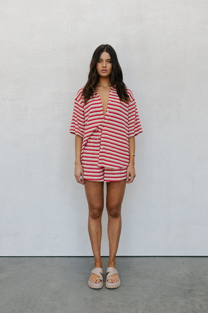 Madeline Set - Beige/Red Stripe