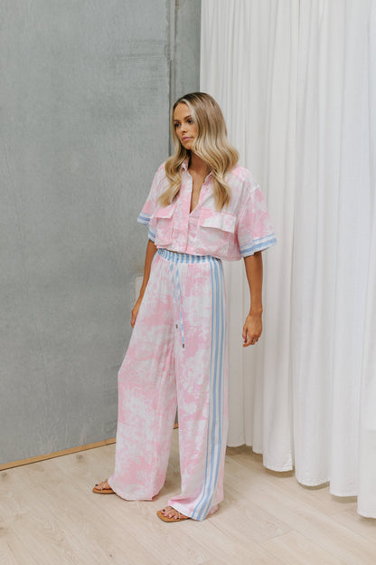 Citta Pants - Pink Floral/Blue Stripe
