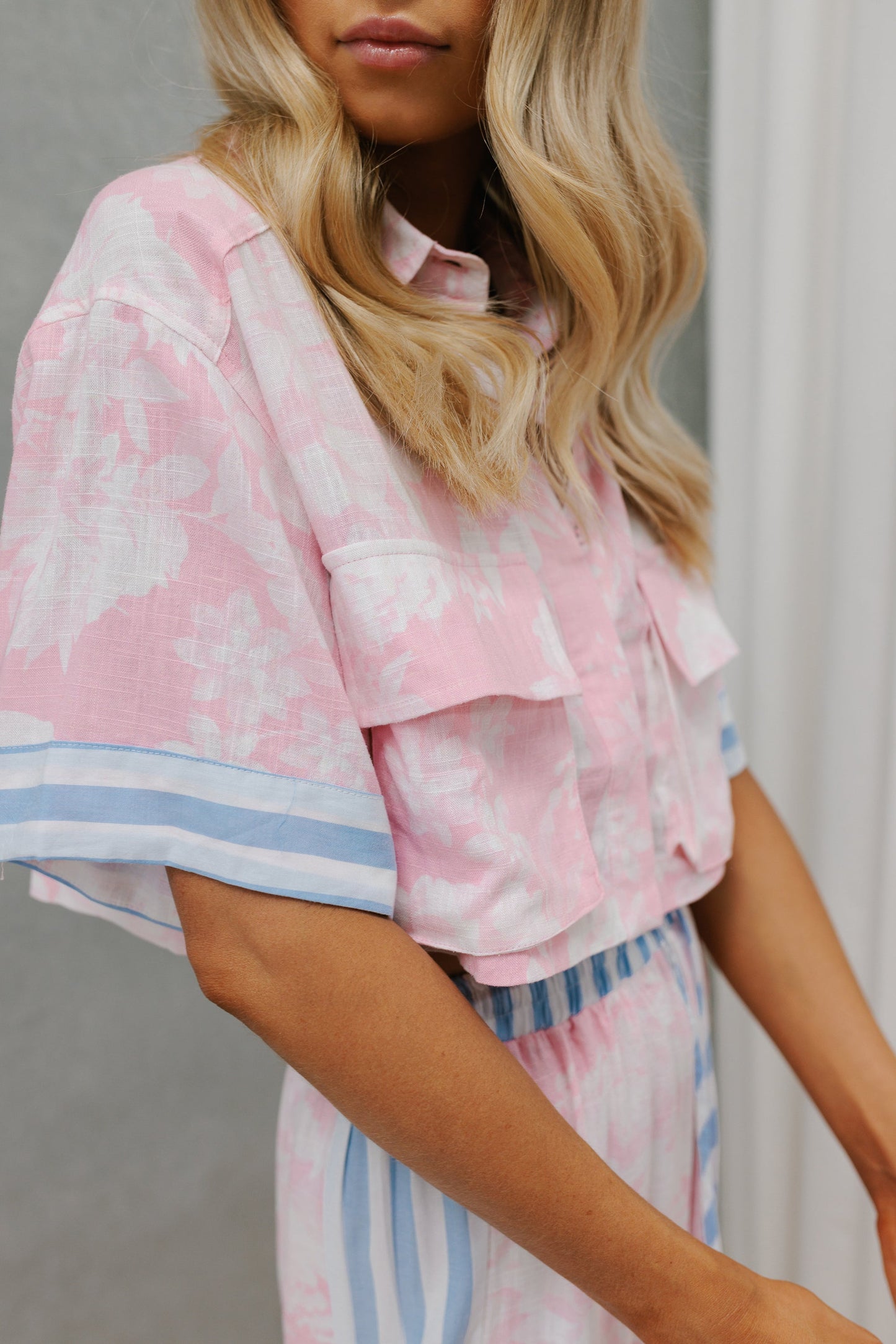 Citta Pants - Pink Floral/Blue Stripe