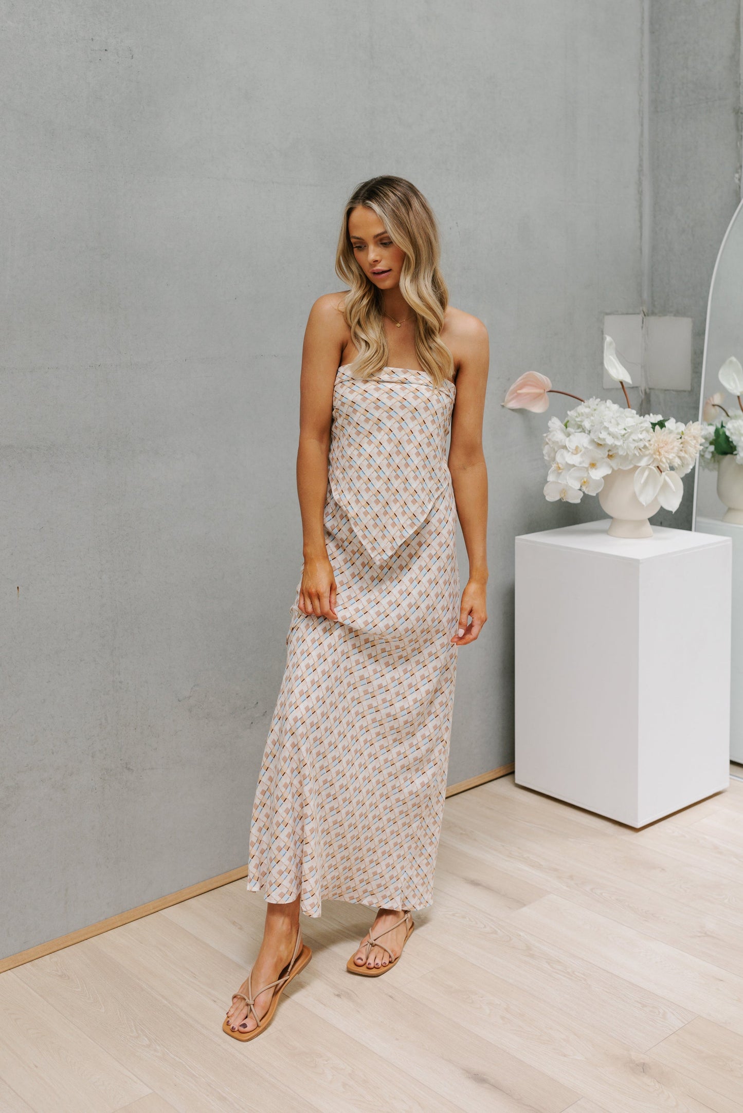 Sono Top - Beige/Sky Check