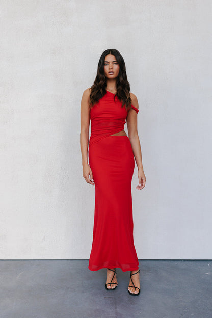 Karter Maxi Dress - Red Mesh