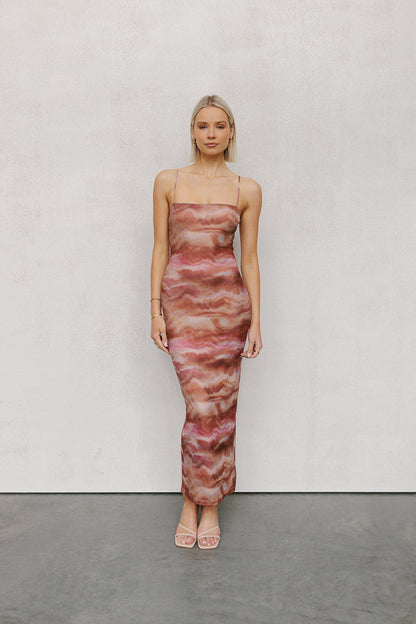 Otto Midi Dress - Rosewood Mesh