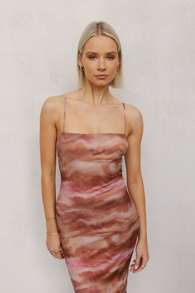Otto Midi Dress - Rosewood Mesh