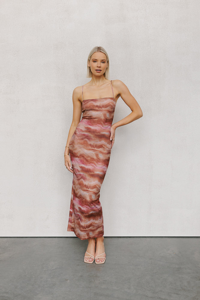 Otto Midi Dress - Rosewood Mesh