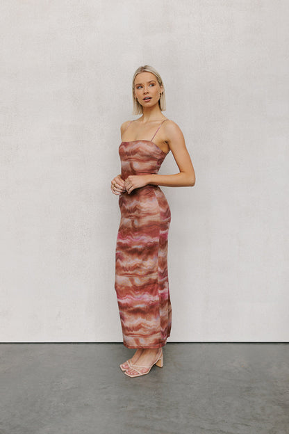 Otto Midi Dress - Rosewood Mesh