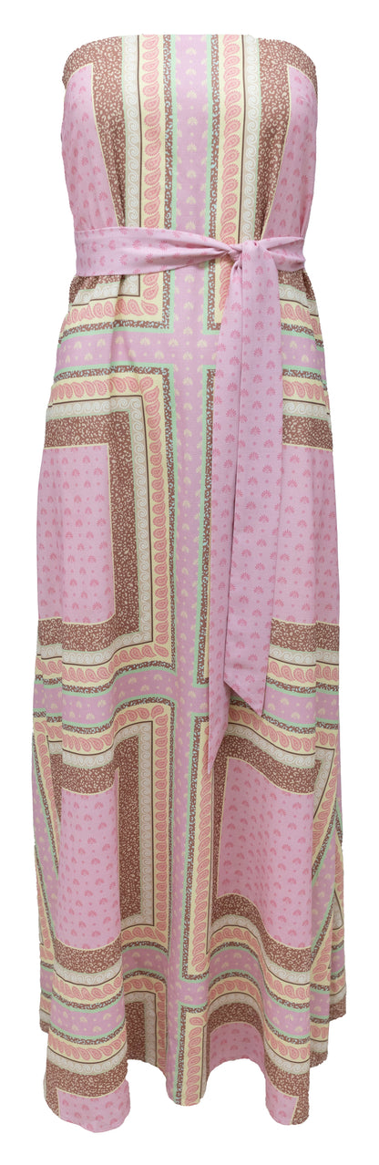 Phoenix Maxi Dress - Pink Tile Print