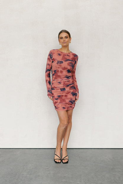 Willora Mini Dress - Rust Ink Mesh