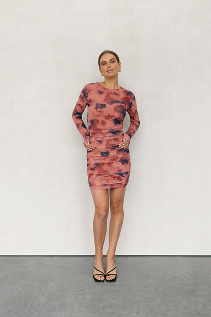 Willora Mini Dress - Rust Ink Mesh
