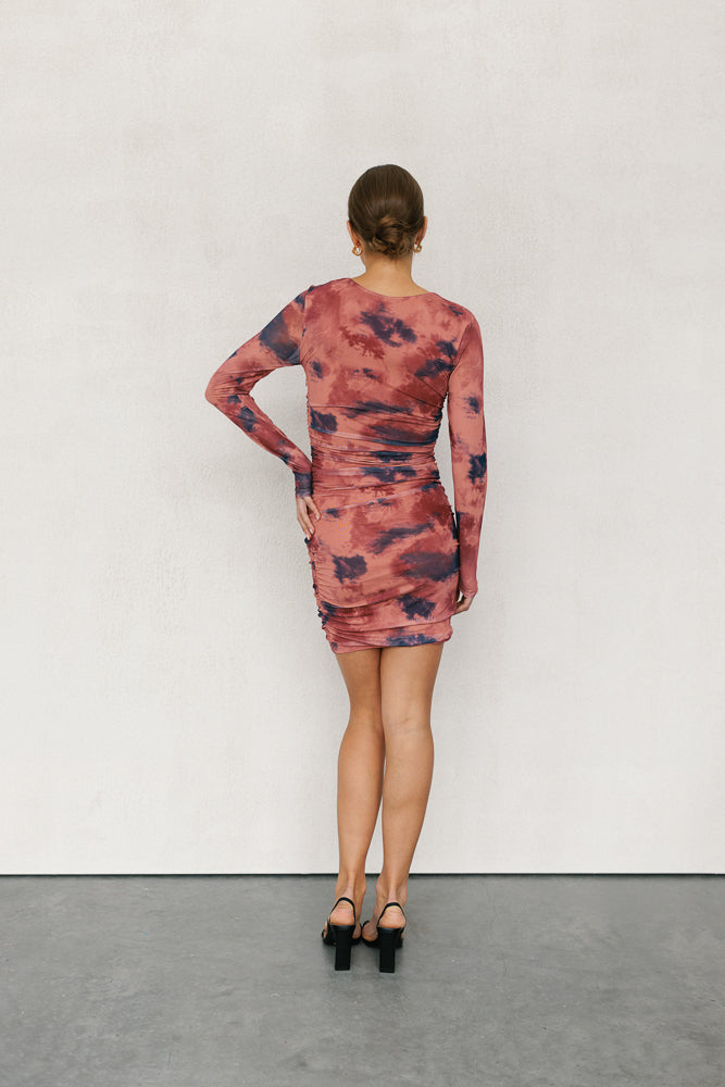 Willora Mini Dress - Rust Ink Mesh