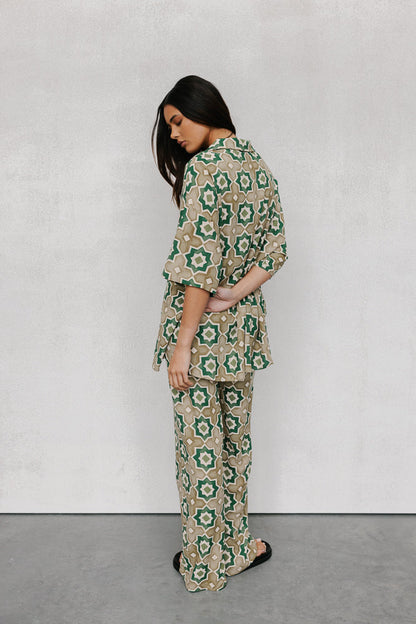 Citta Pants - Khaki Tile Print