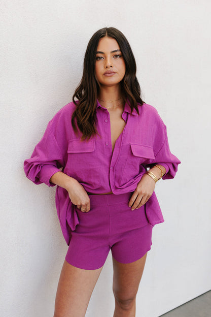 Rosette Oversized Shirt - Magenta
