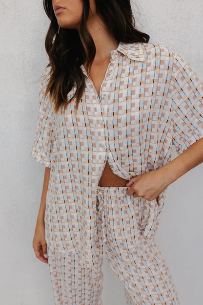 Rylie Set - Beige/Sky Check