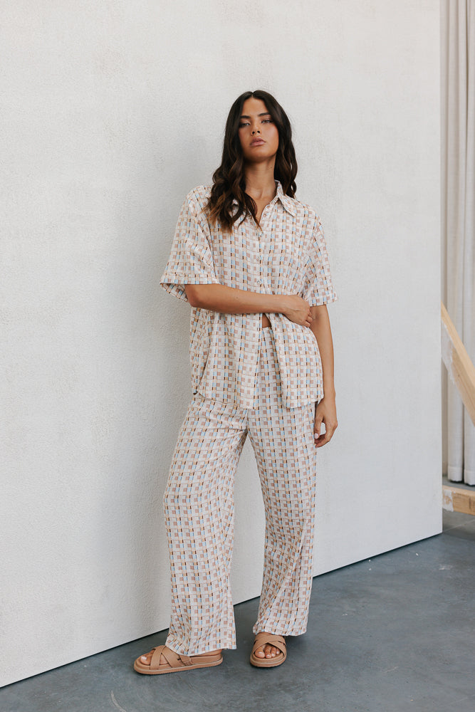 Rylie Set - Beige/Sky Check