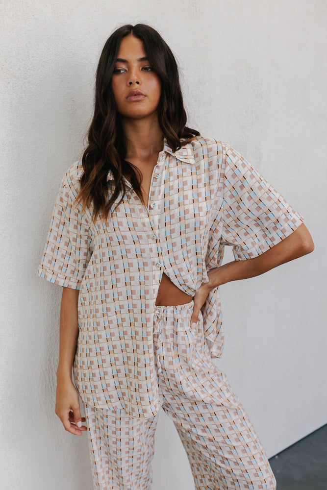 Rylie Set - Beige/Sky Check