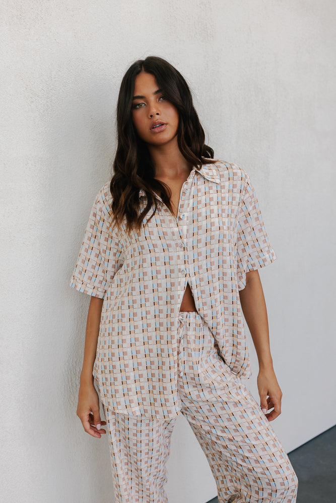 Rylie Set - Beige/Sky Check