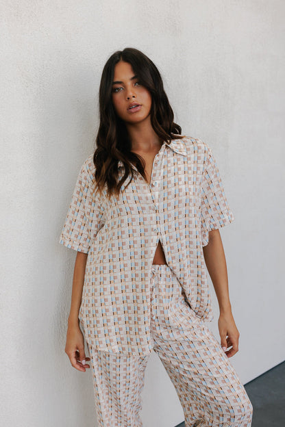 Rylie Set - Beige/Sky Check