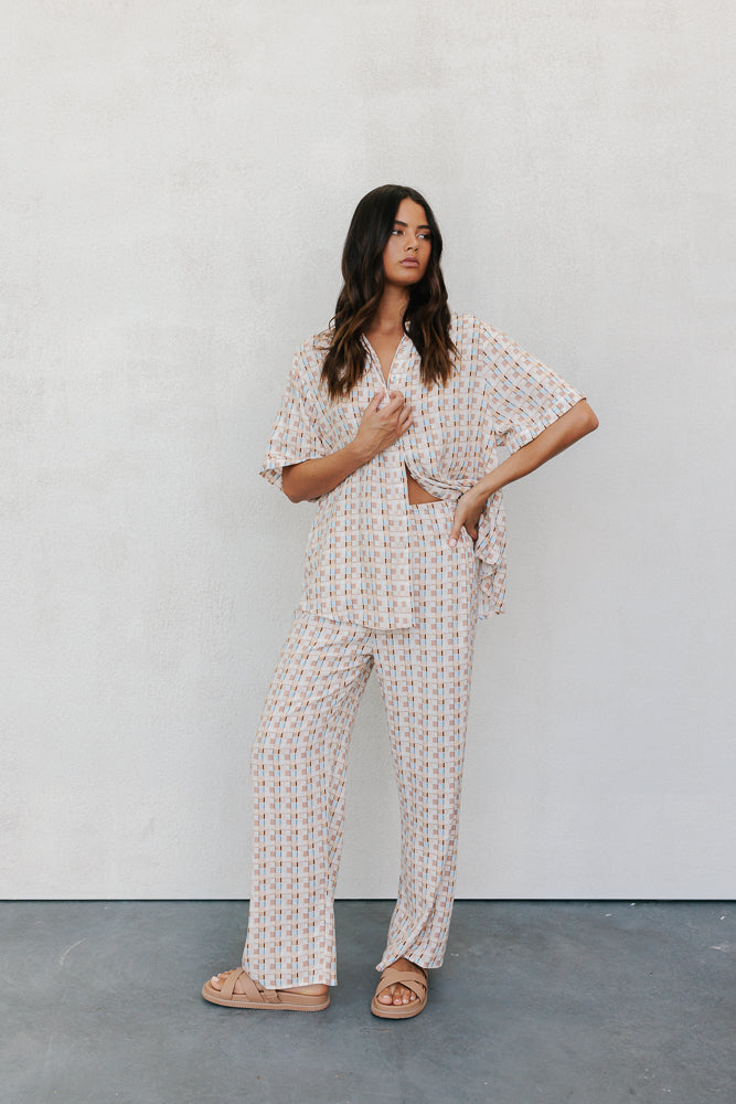 Rylie Set - Beige/Sky Check