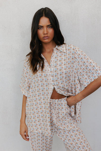 Rylie Set - Beige/Sky Check