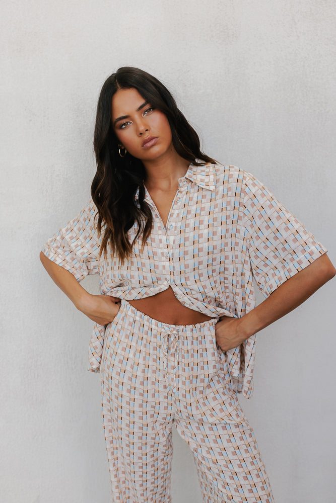 Rylie Set - Beige/Sky Check