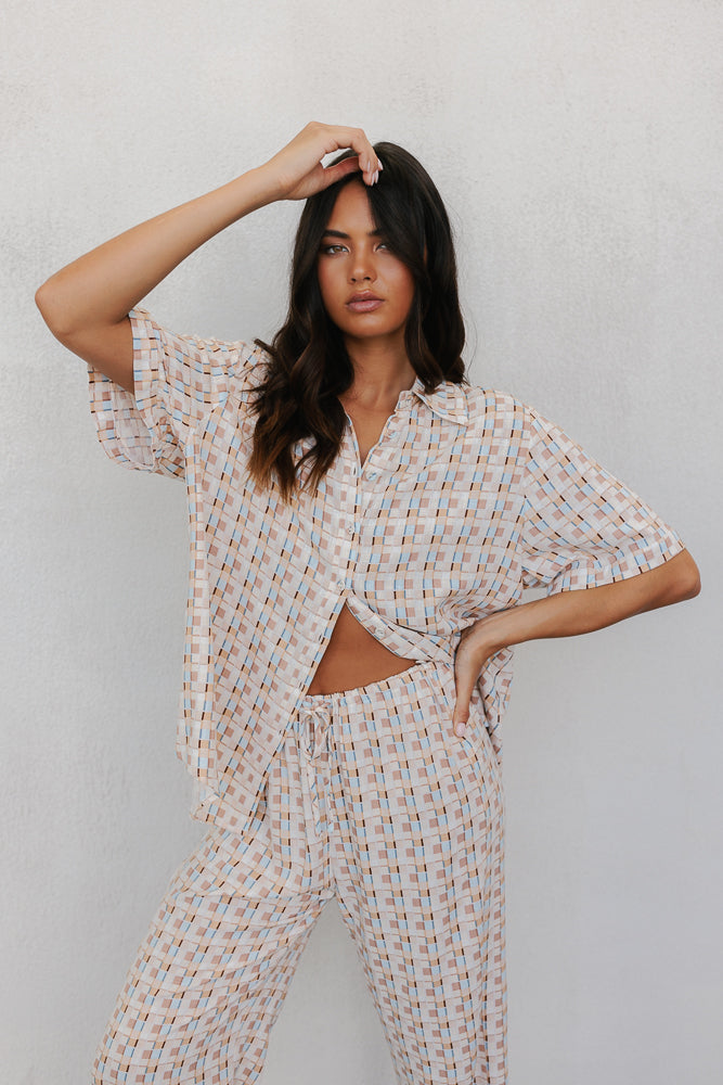 Rylie Set - Beige/Sky Check