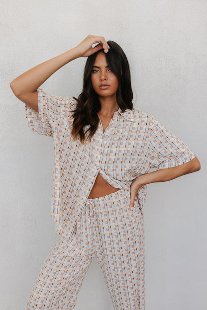 Rylie Set - Beige/Sky Check