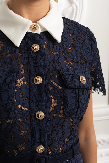 Midnight Lace Charm - Navy