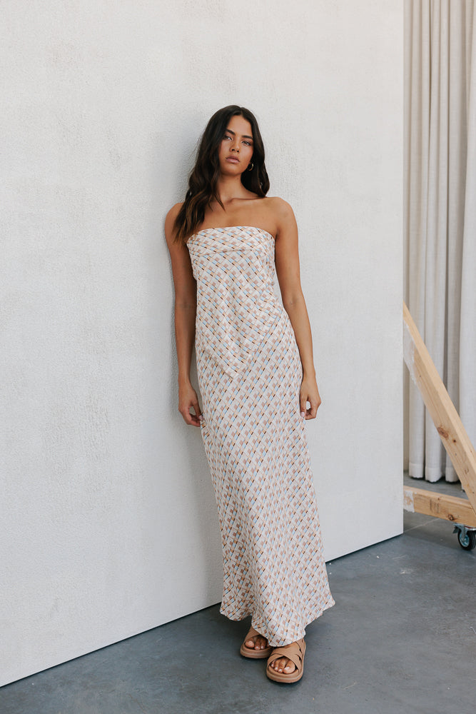 Tulsi Skirt - Beige/Sky Check